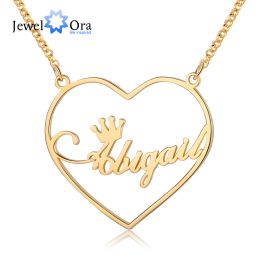 Kettingen Jewelora 925 Sterling Silver/Copper Personaliseerde Crown Nam Tiple Nameketting Aangepaste letternaam Hart Hangers voor vrouwen Geschenken