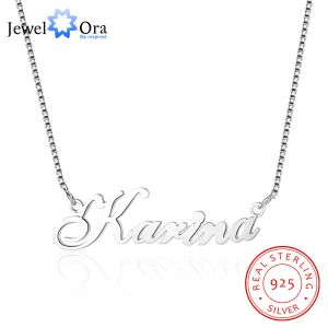 Colliers JewelOra personnalisé 925 en argent Sterling nom collier russe personnalisé plaque signalétique collier bijoux cadeau pour les femmes