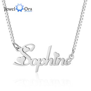 Colliers Jewelora personnalisés 925 en acier inoxydable en argent sterling avec trois coeurs Collier Cadeaux de plaque signalétique personnalisés pour Noël