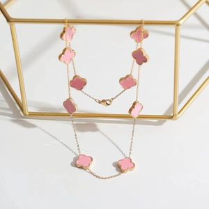 Kettingen sieraden bloem mode klassieke klaver charme rose goud sier vergulde agaat designer ketting hanger voor vrouwen