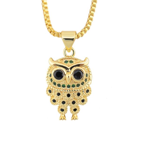 Colliers Type de bijoux bijoux pendentif hibou avec cristal glacé hibou oiseau pendentifs colliers femmes