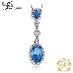 Collares JewelryPalace Collar con colgante de plata de ley 925 con topacio azul Londres natural de 1,1 quilates para mujer, joyería de piedras preciosas a la moda, sin cadena