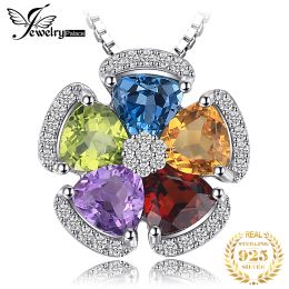 Kettingen Jewelrypalace 2.6ct Echte Blauwe Topaas Amethist Citrien Granaat Peridot Sterling Sier Hanger Ketting voor Vrouw Geen Ketting