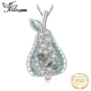 Collares JewelryPalace Lindo Diseño de Pera Corte de Pera Creado Espinela Verde Collar con Colgante de Plata de Ley 925 para Mujer Niña Regalo Sin Cadena