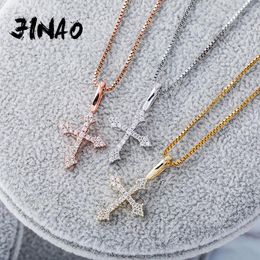 Kettingen JINAO Hoge Kwaliteit Nieuwe 925 Sterling Zilveren Vrouw Hanger Iced Out Zirkoon Kruis Hanger Mode Hip Hop Sieraden Gift