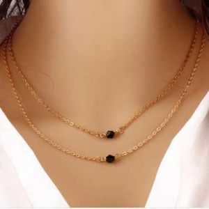 Kettingen Joker Fashion ultieme eenvoudige dubbele zwart kristalmodel dubbele korte sleutelbeen ketting vat ketting ketting trui ketting