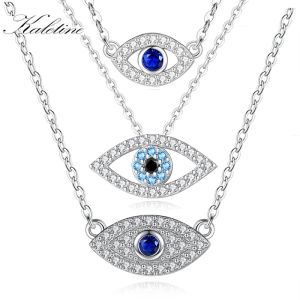 Kettingen Kaletine 925 Sterling Silver Fashion Evil Eye Pendant ketting voor vrouwen Lucky Zirkon Turkije Girls Geschenken feest Fine Jewelry