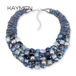 Colliers Kaymen New Bohemian Choker Collier pour femmes filles, cristaux faits à la main tisser le collier de mariage bijoux NK01656