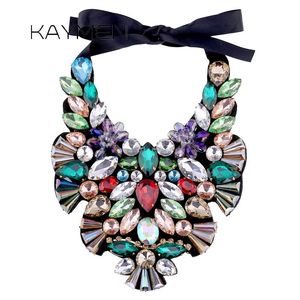 Colliers Kaymen Déclaration Cristaux Collier pour Femmes Filles À La Main Bohême Verre Pierres Chunky Bib Pendentif Sautoirs Coustme Bijoux