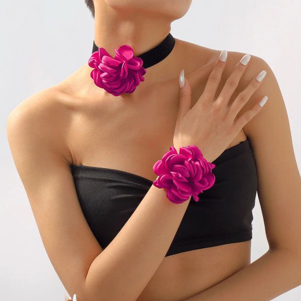 Collares Kmvexo Flocked Flocked Flower Poste Corche de terciopelo para mujeres Joyas de moda Regalos de chockers Collar