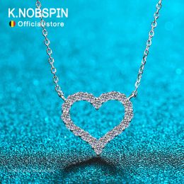 Colliers Knobspin D VVS1 Sparking Moisanite Collier Heart Pendant For Women S925 Sterling Sliver plaqué 18K Birthday Gift Bijoux