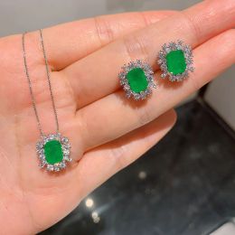 Colliers Knriquen Vintage Emerald Gemstone Oread Moucles d'oreilles Collier Laborat Diamond Mariage Engagement Fine Bijoux pour femmes ACCESSOIRES