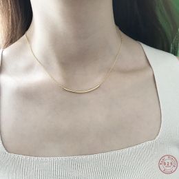 Kettingen Korea 925 Sterling zilveren dunne vierkante buis ketting voor vrouwen eenvoudig temperament alledaagse allmatch sieraden