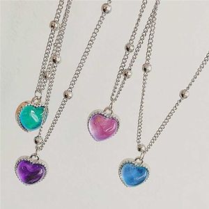 Kettingen Koreaanse modeverandering hartvormige hanglank ketting dames temperatuur gevoelige stenen armbanden oorbellen sieraden geschenken g220524