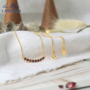 Collar Collar Vingate Lamon Vingate 925 Collar de plata para mujeres Mini Garnet Gemstone Colgante de 14k Joyas finas chapadas en oro LMNI113