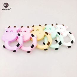 Colliers Faisons des accessoires pour bébé anneau de dentition en Silicone vaches 5 pièces sans BPA lait de vache dentition bricolage collier d'allaitement vache laitière bébé anneau de dentition