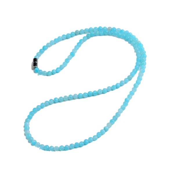 Collares Collar de piedra natural Tianhe azul claro, cadena de cuentas facetadas, collar de cristal de la suerte para mujeres y niñas, regalo, joyería fresca JoursNeige