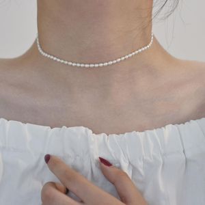 Colliers Lii Ji 34mm véritable perle collier ras du cou 925 en argent Sterling Invisible Neclace joli pour les femmes cadeau de saint valentin