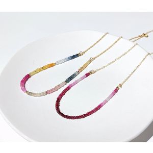 Collares Lii Ji Zafiro / Rubí Collar relleno de oro de 14 quilates Joyería de gargantilla de piedras preciosas de colores naturales para la fiesta de bodas