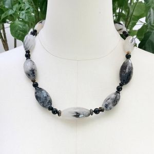 Colliers lii ji bourse Vente tourmaliné quartz cheveux quartz noire collier 59 cm beau cadeau pour les femmes