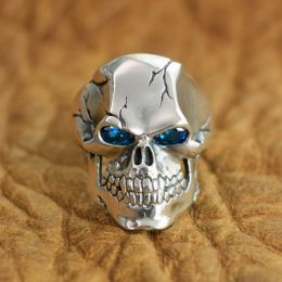 Colliers Linsion Sterling Sier CZ Yeux Crâne Bague Hommes Biker Rock Punk Bague Ta131 Taille US 7 ~ 15