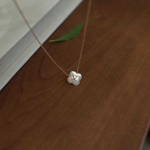 Colliers Little Lucky Four leaf Grass Pearl Fritillaria Zircon Pendentif Collier Conçu par une minorité féminine Senior Automne et Hiver Chandail Chaîne