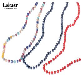 Colliers Lokaer Fashion 4 mm Crystal coloré Colliers de perles faits à la main pour les femmes Girls Livraison gratuite Collares Para Mujer N23027