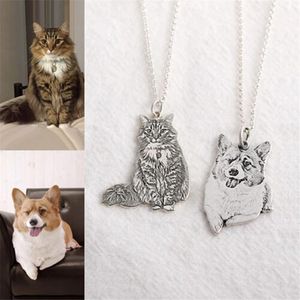 Colliers Luer personnalisé laser personnalisé en acier inoxydable photo pour animaux de compagnie graffiti gravé nom chien tag collier pendentif bijoux cadeaux