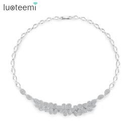 Colliers Luoteemi Luxury Cz Chocker Collier Femmes Luxurious Cumbic Zirconia Fleur Charme de mariage Colliers Bridal