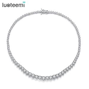 Kettingen Luoteemi Luxe ontwerper 7mm Iced Out Tennis Necklace for Women Heart Shape Cubic Zirkon Aesthetic Sieraden Bruiloft Bride Choker