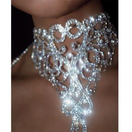 Kettingen Luxe Strass Choker Kristallen Ketting Vrouwen Gothic Choker Maxi Verklaring Ketting 2022 Mode-sieraden Kraag Accessoires