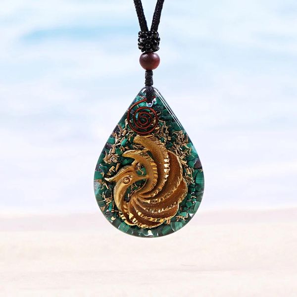 Colliers Malachite Orgonite pendentif collier d'oiseau pour femmes Phoenix énergie guérison cristal pendentif pierres précieuses bijoux