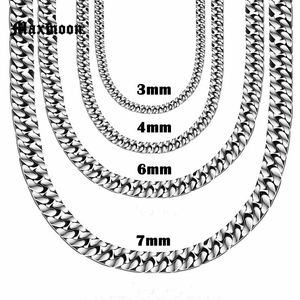 Kettingen Maxmoon Rvs Curb Cubaanse Ketting voor Mannen Vrouwen Goud Zwart Sier Kleur Staal Curb Chain Ketting 2090 cm Mode