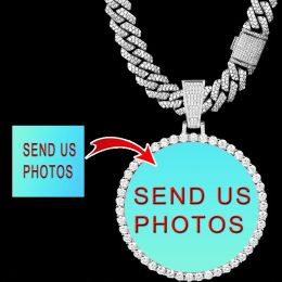 Collares Medios de oro de 18k Medallones de memoria chapada en la imagen Collar colgante de imágenes personalizadas para hombres Joyas de hip hop Joya de gran tamaño Photo Photo