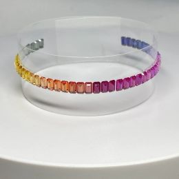 Colliers Meissidien Top Quality Emerald Baguette Cut Lab Corundum Sapphire Rainbow Stone pour la fabrication de collier