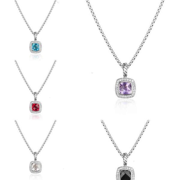 Colliers Hommes Créateurs de bijoux Collier torsadé de haute qualité Petite BlueTopaz Noir Onyx Améthyste Grenat Diamant Bijoux haut de gamme Femmes