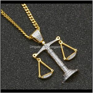 Colliers Hommes Hip Hop glacé Zircon Balance pendentif avec M 24 pouces Cuba cuivre chaîne collier rappeur personnalisé bijoux Z3Dl3 294w