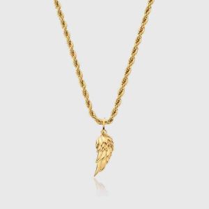 Colliers Chaîne de corde masculine Accsori Stainls Steel Gold Pepper Chilli Angel Wing Pendant Collier