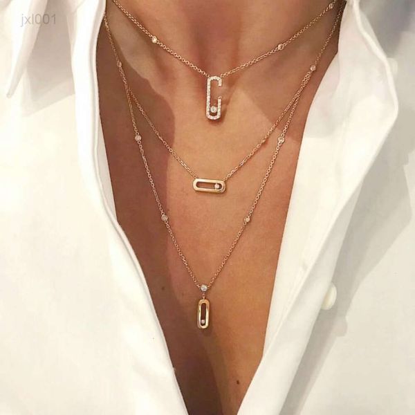 Colliers Collier de créateur juif de Messikas pour femme Vgold Highen Feel Feel Niche Luxury Luxury Double couches Collier cristallin ovale Chaîne de cou de la clavicule