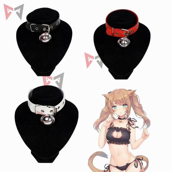 Collares MMGG Cosplay gótico Maid Harajuku hecho a mano blanco negro rojo cadena de cuero Bell Cat Meow Retro Punk Collar gargantilla