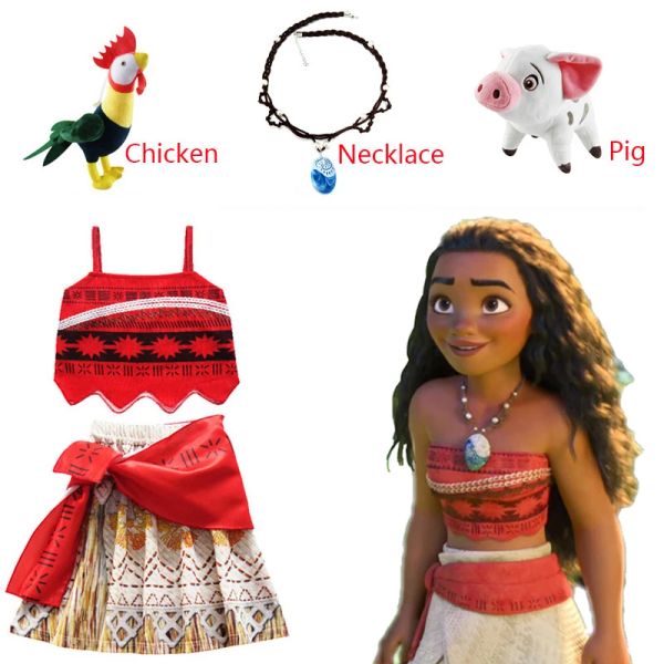 Collares vestidos moana para niños cosplay ropa princesa princesa de vaiana disfraz de fiesta de cumpleaños de collar