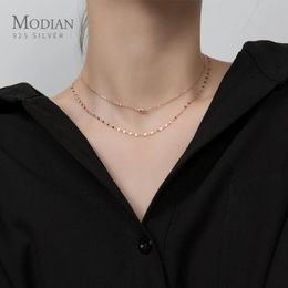 Colliers Modian 2021 nouveau Design 925 en argent Sterling Double couche colliers ras de cou pour femmes collier géométrique Style coréen bijoux fins