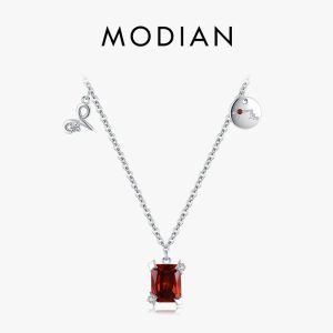 Colliers Modian 925 argent Sterling exquis douze Constellations rouge zircone bélier collier pendentif pour les femmes bijoux fins cadeaux