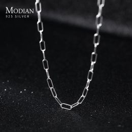 Colliers Modian minimalisme 100% 925 STERLING Silver Simple Rock Rock Exquis Collier pour femmes Girls New Fashion Fine Bijoux Cadeaux