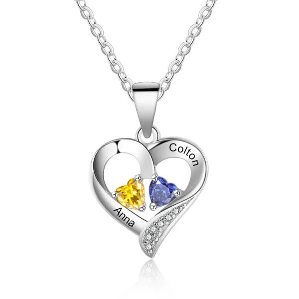 Colliers Journée des mères 925 Sterling Sliver Personnalisez le coeur Collier Bijoux Nom personnalisé Pierre de naissance Promesse Anniversaire Gift Femme Maman