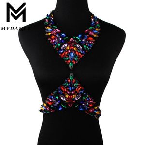 Colliers MYDANER nouveau 11 couleurs de luxe cristal strass bijoux femmes fête de mariage Sexy chaîne collier été Bikini bijoux en gros