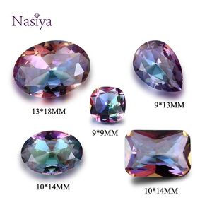 Kettingen Nasia Mysterieuze Regenboog Gemaakt van Stenen Kralen Spinel Zirkoon Druppel Vierkant Rechthoek Ovaal Losse Edelsteen voor Ring Sieraden Diy 10 stuks