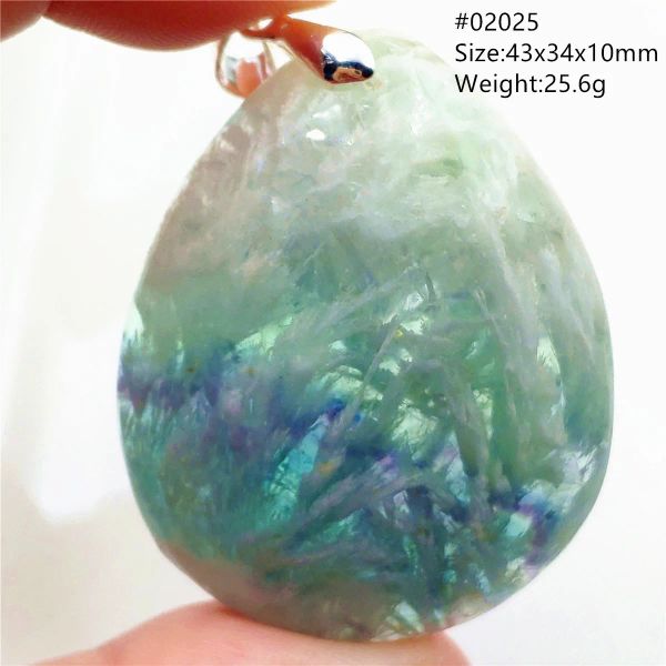 Colliers Natural Blue Green Feather Fluorite Quartz Pendant Collier Bijoux Fashion Gift Femme Drop Drop colorée Angel Fluorite Aaaaa