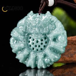 Colliers Natural Jadeite Blue Water Kowloon Play Perle Pendant Zodiac Dragon Jade Collier High Fash Fashion Men and Women Amulet Lucky