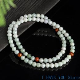 Colliers Natural Myanmar Agrade Jade Collier Tri Color Collier Round Collier Ice Jade, Jade Perles Mens et Chaîne de pull pour hommes et femmes